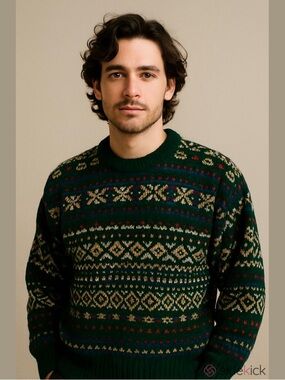 Vintage Jason Daniel’s Men Aztec Print Acrylic Sweater, Size Medium. USA